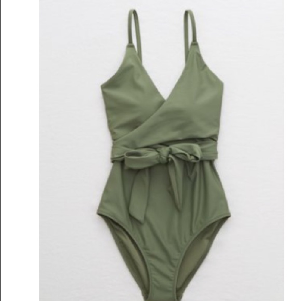 Green wrap swimsuit